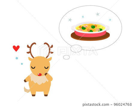 Reindeer thinking about Christmas food (gratin) 96024768