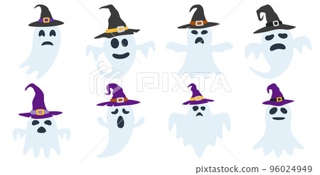 Set of Ghost with hat isolated on white background Set of Ghost with hat isolated on white background 96024949