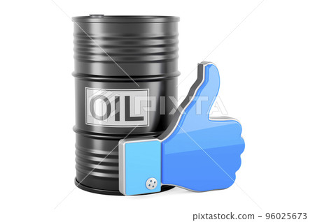 Oil barrel with like icon, 3D rendering 96025673