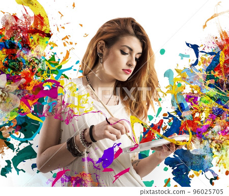 Girl creative painter Girl creative painter 96025705