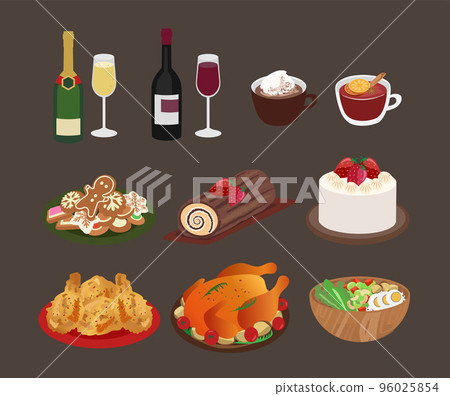 New year and christmas table. festive meal. New year and christmas table. festive meal. 96025854