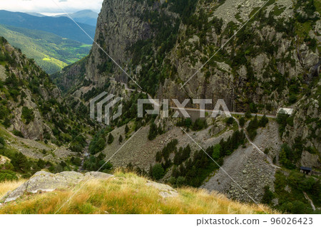 Spanish Pyrenees mountain valley, near Vall de Nuria valley Spanish Pyrenees mountain valley, near Vall de Nuria valley 96026423