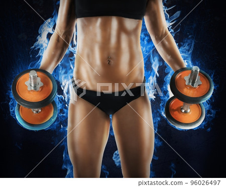 Power of muscular woman Power of muscular woman 96026497