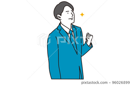 一個快樂並做出膽量姿勢的商人 96026899