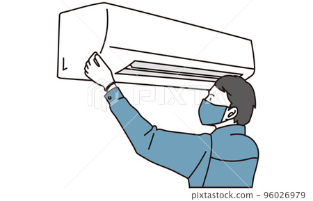 Electrician installing an air conditioner 96026979