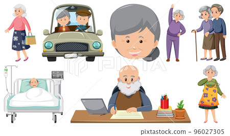 Collection of elderly people icons 96027305