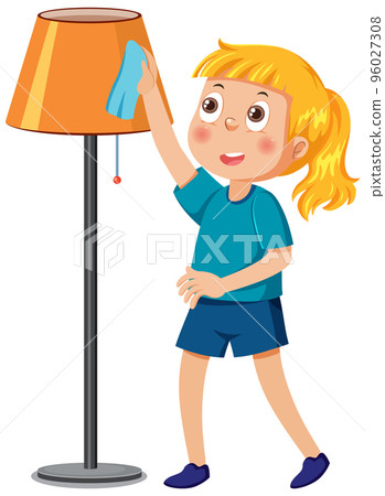 Cartoon character of kid cleaning Cartoon character of kid cleaning 96027308
