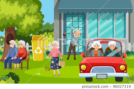 Elderly people doing activity at park 96027319