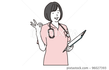 A female nurse giving an OK sign A female nurse giving an OK sign 96027393