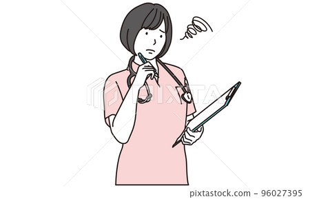 troubled female nurse troubled female nurse 96027395