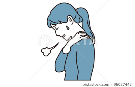 A woman suffering from stiff shoulders A woman suffering from stiff shoulders 96027442