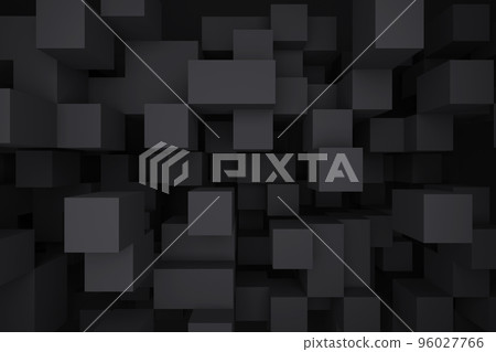 3d rendering abstract background of randomly positioned black cubes. 96027766