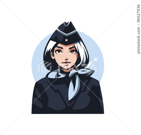 Stewardess in a cap holding Stewardess in a cap holding 96027936