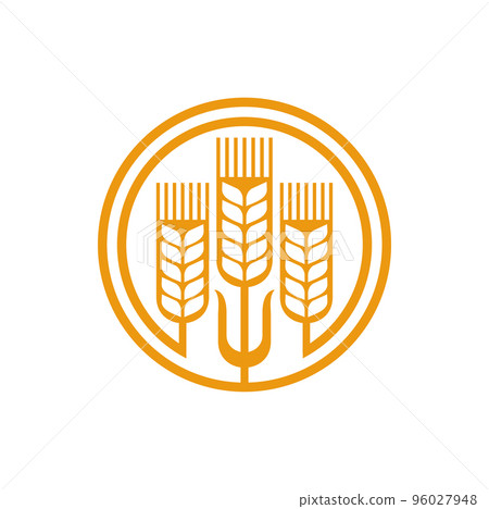 Cereal wheat and spike icon. Agriculture simple symbol or outline emblem with rye grains, beer brewery minimalistic vector circle icon or barley pictogram. Bakery shop sign with stalk ears Cereal wheat and spike icon. Agriculture simple symbol or outline emblem with rye grains, beer brewery minimalistic vector circle icon or barley pictogram. Bakery shop sign with stalk ears 96027948
