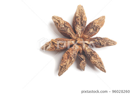 Star anise isolated on white background. Dried star anise spice fruits 96028260