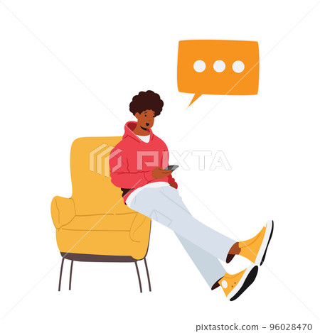 Gadget Technologies, Cellphone Communication Concept. Black Teenager Male Character Looking on Screen of Smartphone Gadget Technologies, Cellphone Communication Concept. Black Teenager Male Character Looking on Screen of Smartphone 96028470