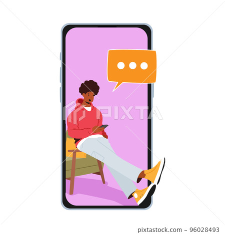 Teenager Cellphone Communication Concept. Student Male Character Looking on Screen of Smartphone Chat or Write Messages Teenager Cellphone Communication Concept. Student Male Character Looking on Screen of Smartphone Chat or Write Messages 96028493