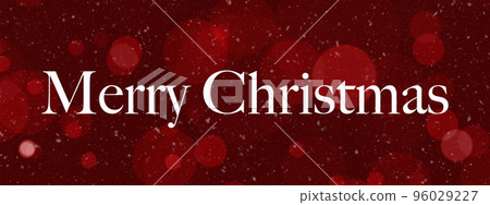 Merry Christmas Banner. Text Merry Christmas on a red background with bokeh and snow. Merry Christmas Banner. Text Merry Christmas on a red background with bokeh and snow. 96029227