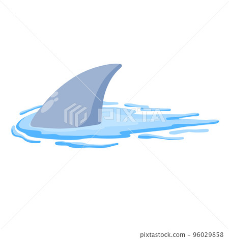 Shark fin. Predatory fish under water with waves. Drawing for print Shark fin. Predatory fish under water with waves. Drawing for print 96029858