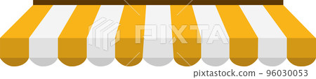 Yellow tent of shop on white background. Awning on store and cafe. Roof of window marketplace sign. flat style. Yellow tent of shop on white background. Awning on store and cafe. Roof of window marketplace sign. flat style. 96030053