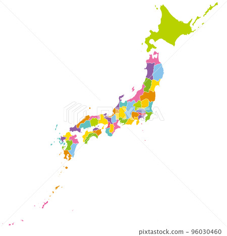 Colorful map of Japan, overview Colorful map of Japan, overview 96030460