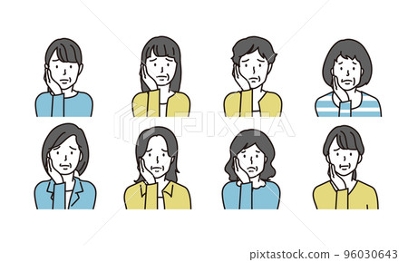 Troubled middle-aged woman icon 96030643
