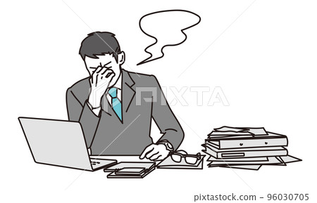 Businessman who is troubled by the amount of work 96030705