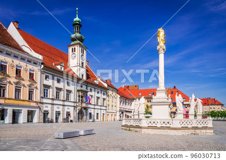 Maribor, Slovenia. Old town main square and Plague Column. Maribor, Slovenia. Old town main square and Plague Column. 96030713