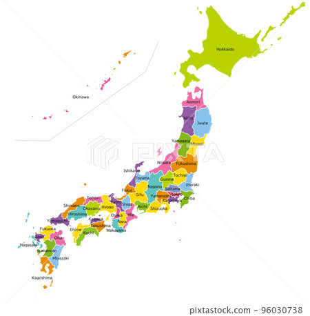 Colorful map of Japan, English 96030738