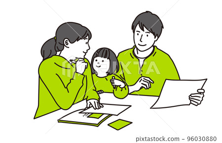 Family drawing and studying Family drawing and studying 96030880