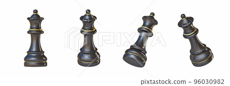Black chess Queen in four different angled views 3D 96030982