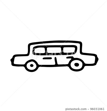 Doodle outline bw car. Sketch scribble style. Hand drawn vector illustration Doodle outline bw car. Sketch scribble style. Hand drawn vector illustration 96031061