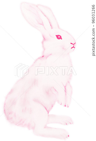 Colorful rabbit watercolor painting One color Red Other colors with path Kirinuki Colorful rabbit watercolor painting One color Red Other colors with path Kirinuki 96031266