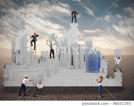 Business team together builds Business team together builds 96031293