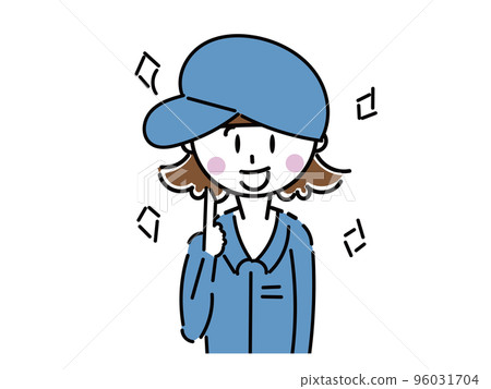 A female staff member wearing work clothes A woman explaining with a smile Upper body 96031704