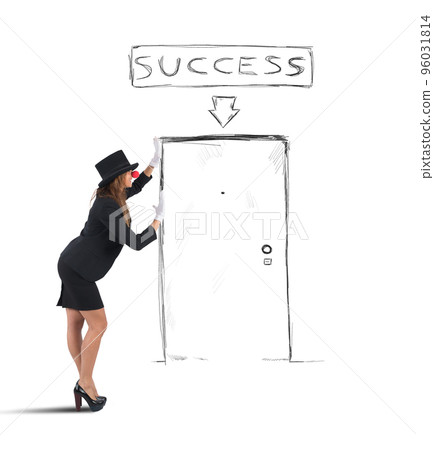 Mime businesswoman success 96031814