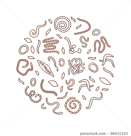Vector Helminths concept round minimal illustration or Banner Vector Helminths concept round minimal illustration or Banner 96032103