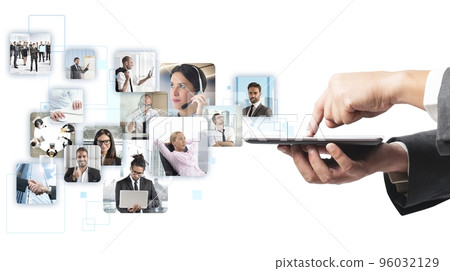 Businessman checking team Businessman checking team 96032129