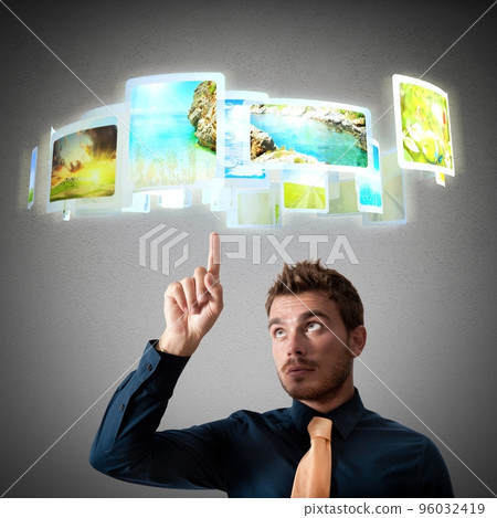 Man selects landscape Man selects landscape 96032419