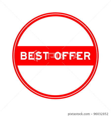 Red color round seal sticker in word best offer on white background Red color round seal sticker in word best offer on white background 96032852