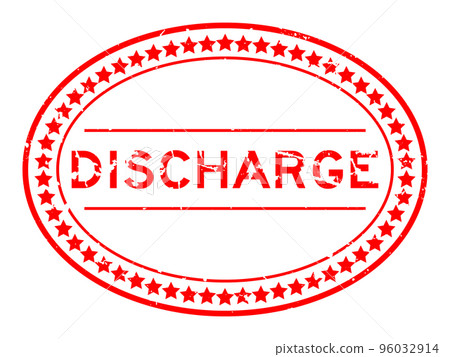 Grunge red discharge word oval rubber seal stamp on white background 96032914