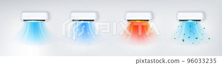 Air conditioners with flows of cold and hot air 96033235