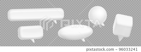 Empty white 3d speech bubbles different shapes 96033241