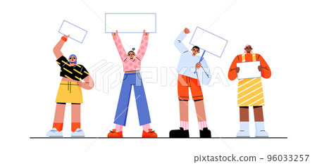 Rally, protest concept, people with placards, riot Rally, protest concept, people with placards, riot 96033257
