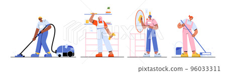 Set of flat characters cleaning home, vector Set of flat characters cleaning home, vector 96033311