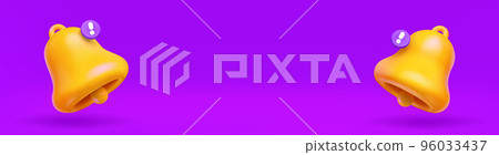 Set of bells with exclamation sign on purple 96033437