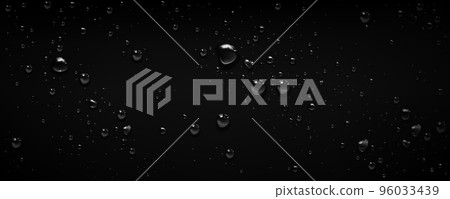 Black background with clear water drops Black background with clear water drops 96033439