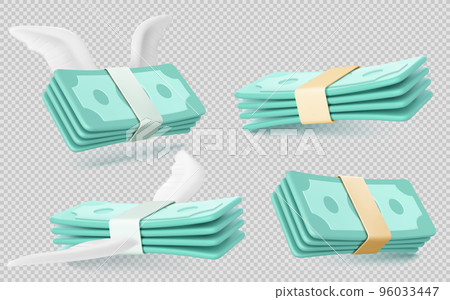 Money banknotes bundles with wings Money banknotes bundles with wings 96033447