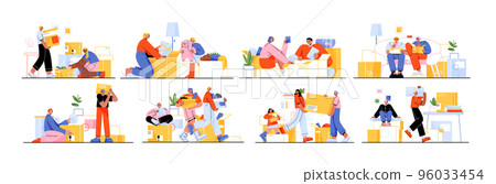People relocation, happy family moves to new house 96033454