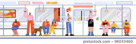 People inside of train or subway, underground People inside of train or subway, underground 96033460